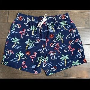 Tropical Print Navy Men's Shorts